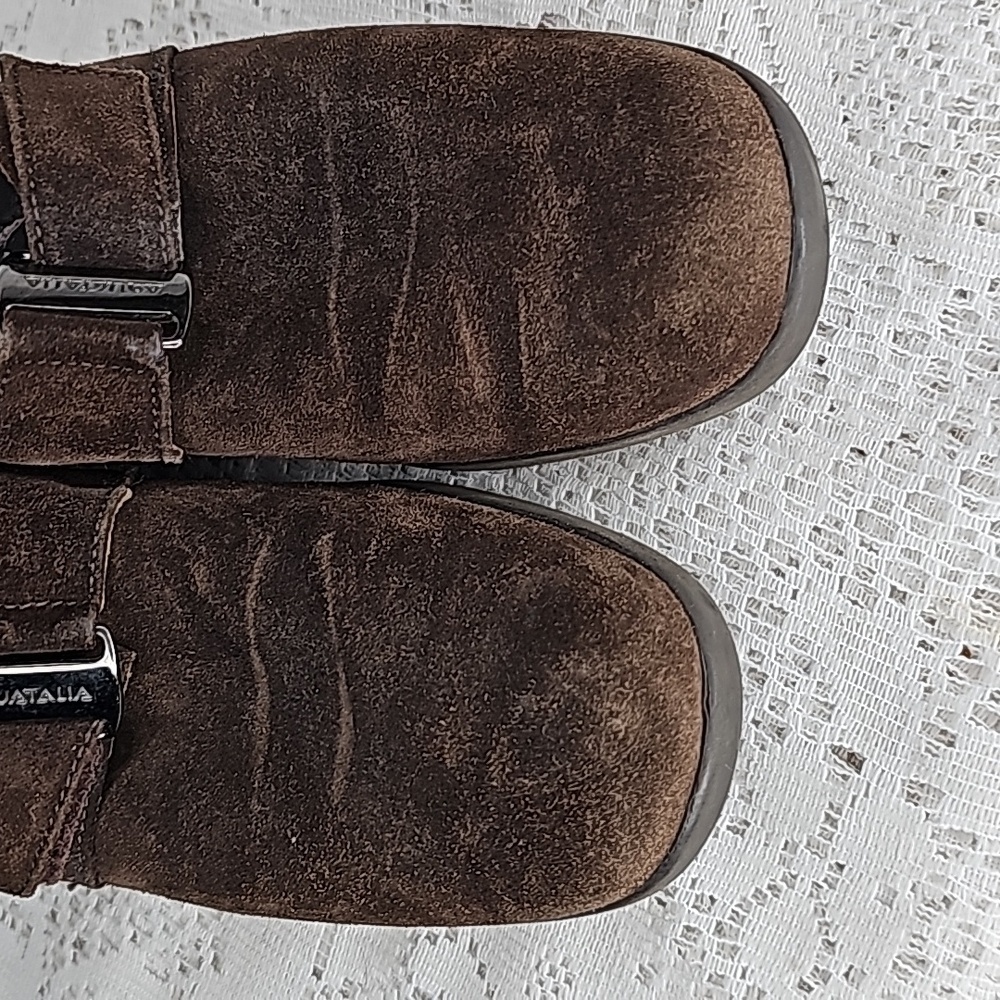Aquatalia suede leather brown slip on mini wedge loafers sz 7 - Picture 4 of 9